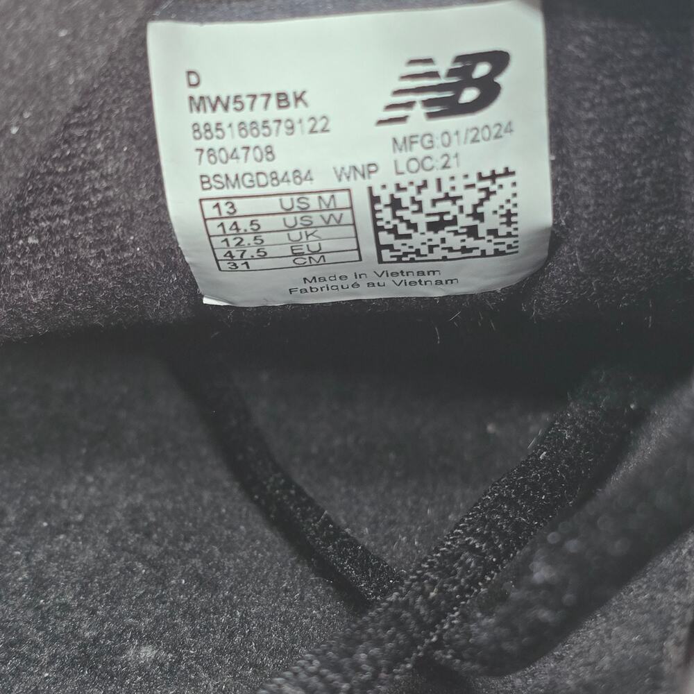 New Balance 577 Shoes Mens 13 D Black Leather Lace Up Walking Dad Sneakers